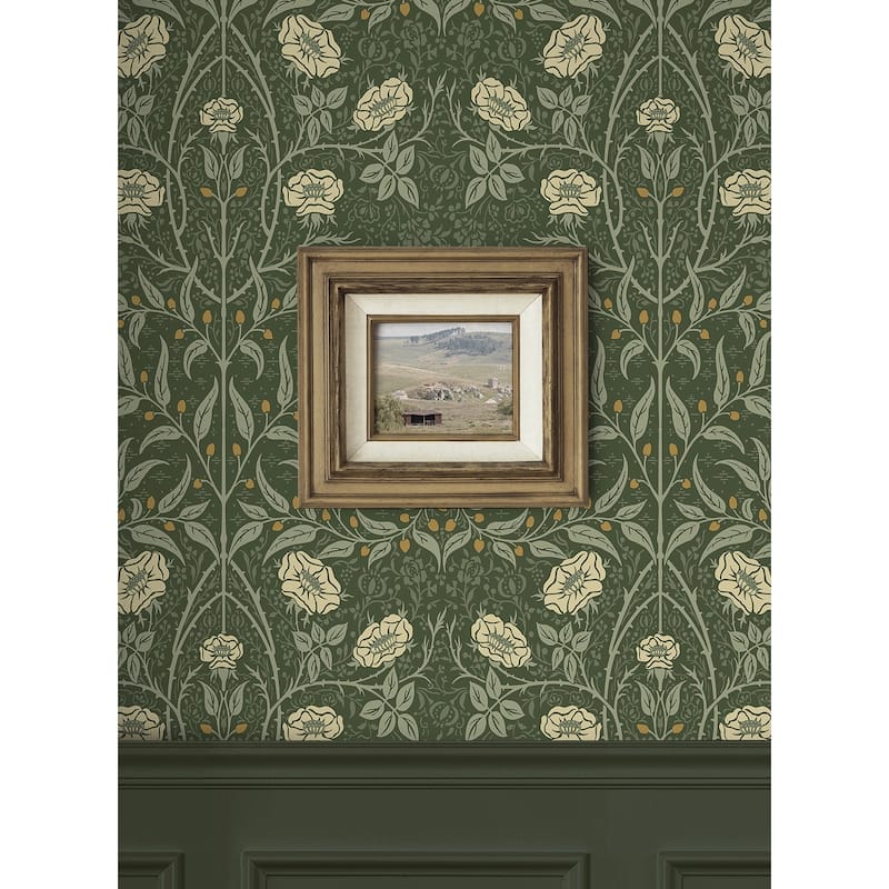 Seabrook Designs Stenciled Floral Prepasted Wallpaper