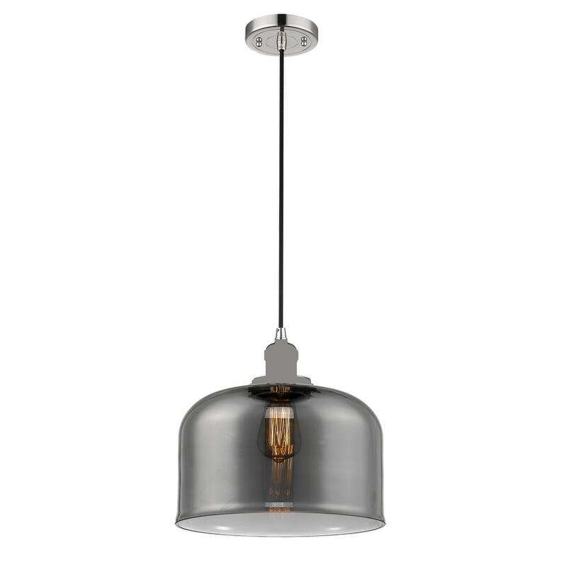 Innovations Lighting X-Large Bell Single Light 12" Wide Pendant - Polished Nickel / Plated Smoked