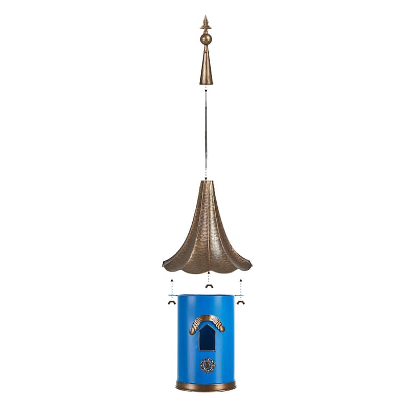 Glitzhome 32"H Farmhouse Retro Metal Pagoda Birdhouse with Bronze Roof