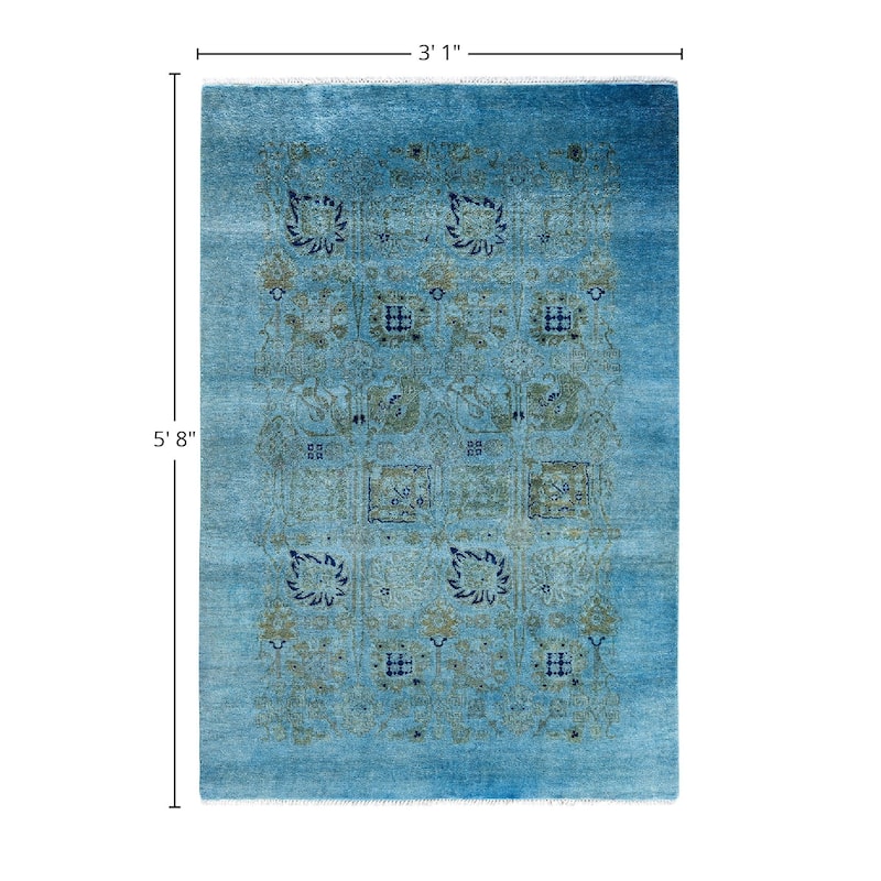 Vibrance One-of-a-Kind Hand-Knotted Area Rug - Blue, 3' 10" x 5' 8" - 3' 10" x 5' 8"