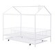 preview thumbnail 8 of 11, Kids and Baby House-Shaped Metal Full Size House Bed with Fence and Twin Trundle