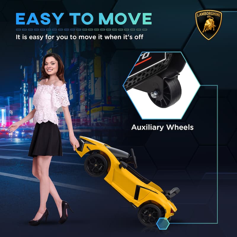 Kids Car Yellow Battery Powered Electric Car with Butterfly Doors, Electric Vehicle with Remote Control