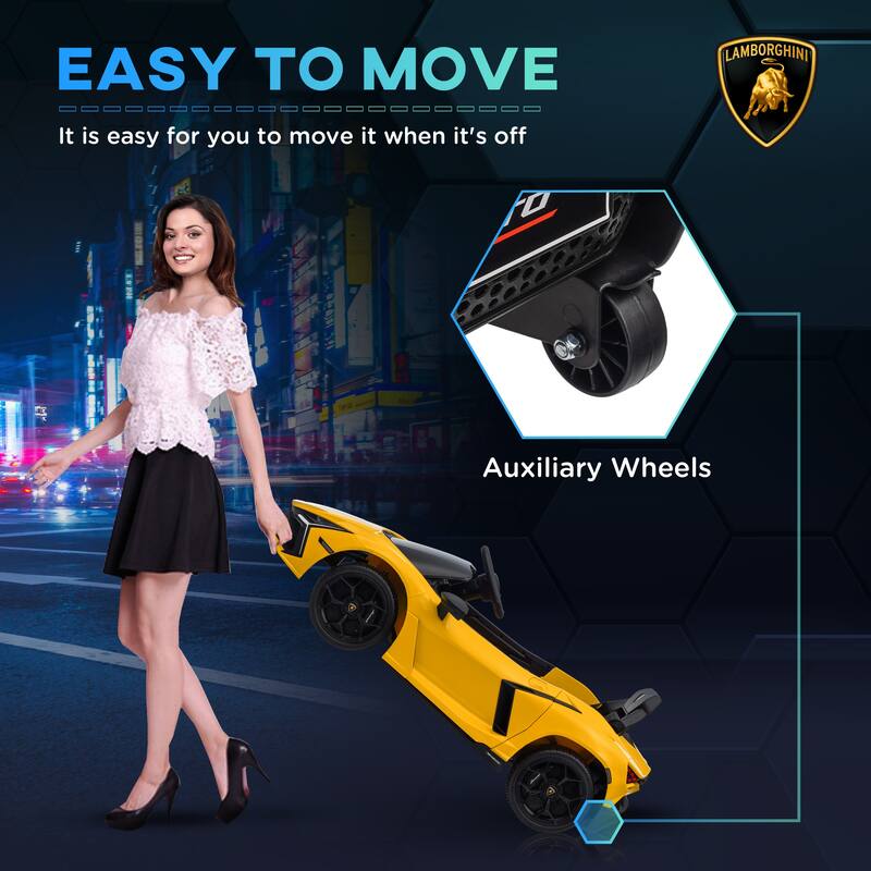 Lamborghini Revuelto Licensed 12V Kids Electric Car, Hydraulic Doors, Remote Control, 3 Speeds, Music & Lights