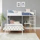 preview thumbnail 6 of 6, Stylish & Modern Geo Cutout Colorful Twin L-Shaped Bunk Bed, Durable, Cool-grey painted finish, Space-saving, White
