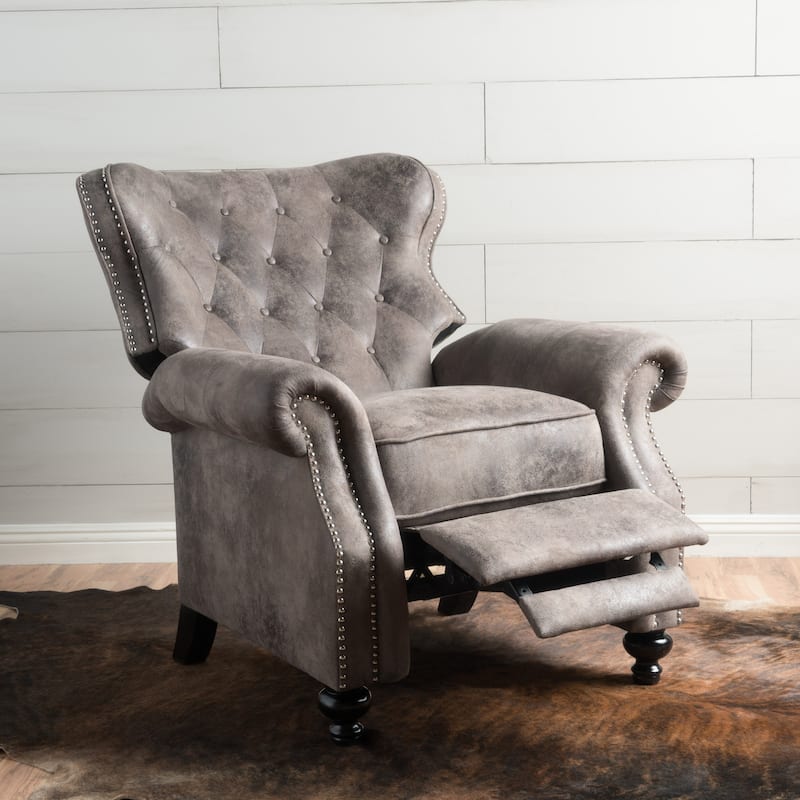 Accented Push Back Recliner Chair with Rolled Arms, Enjoy Cocooning Comfort