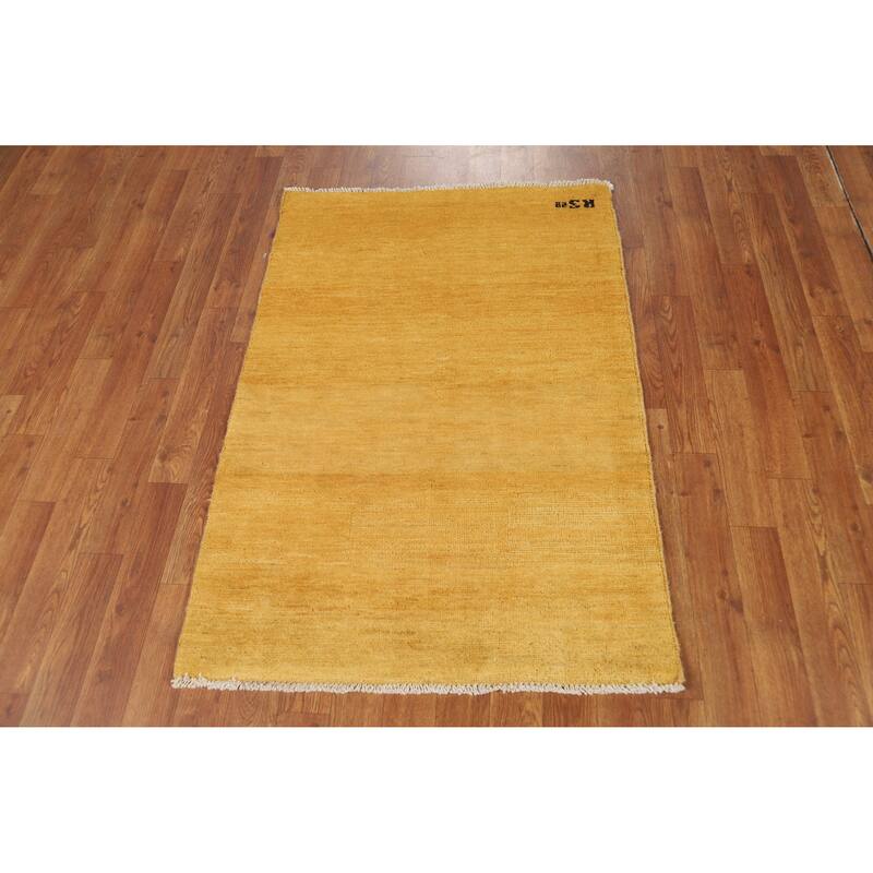 Yellow Gabbeh Modern Accent Rug Handmade Wool Carpet - 2'8" x 3'11"