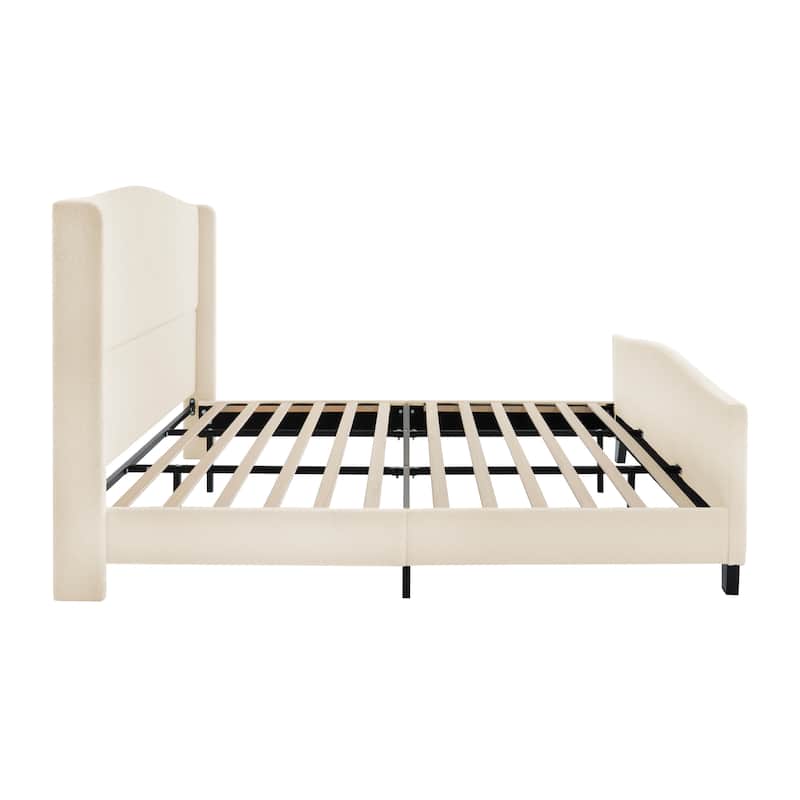 GDFStudio - Jane 49.21" High Back Upholstered Headboard Bed Frame with High Footboard