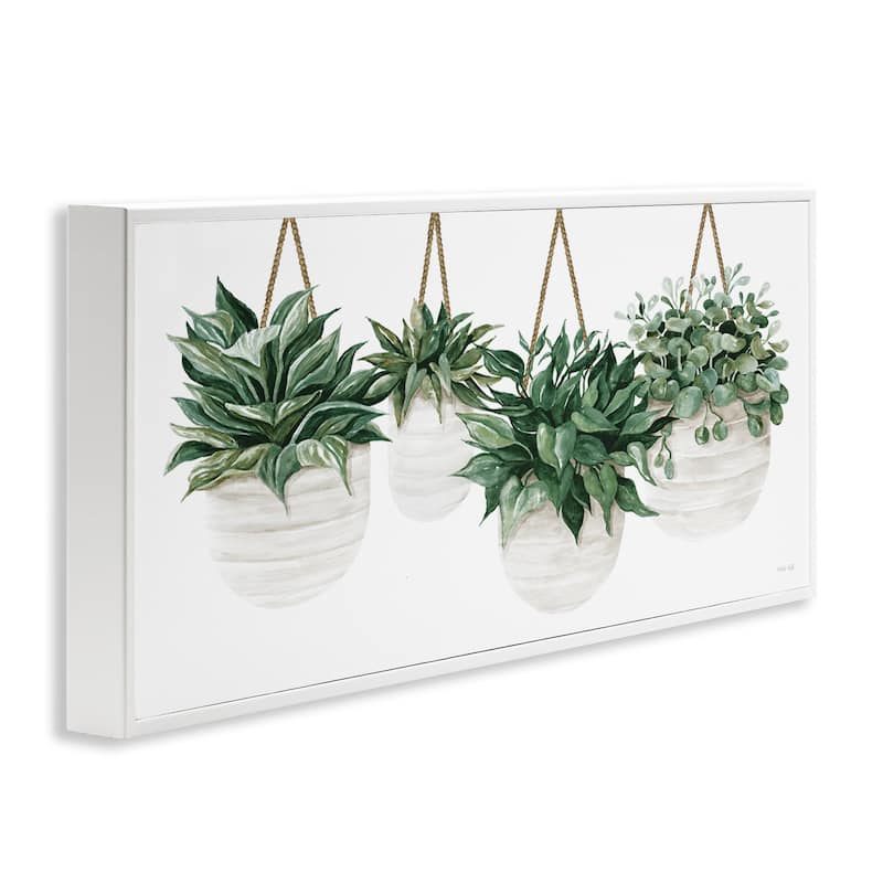Stupell Hanging Planters House Plant Casual Blooming Leaves Framed Wall Art, Design by Cindy Jacobs - Green