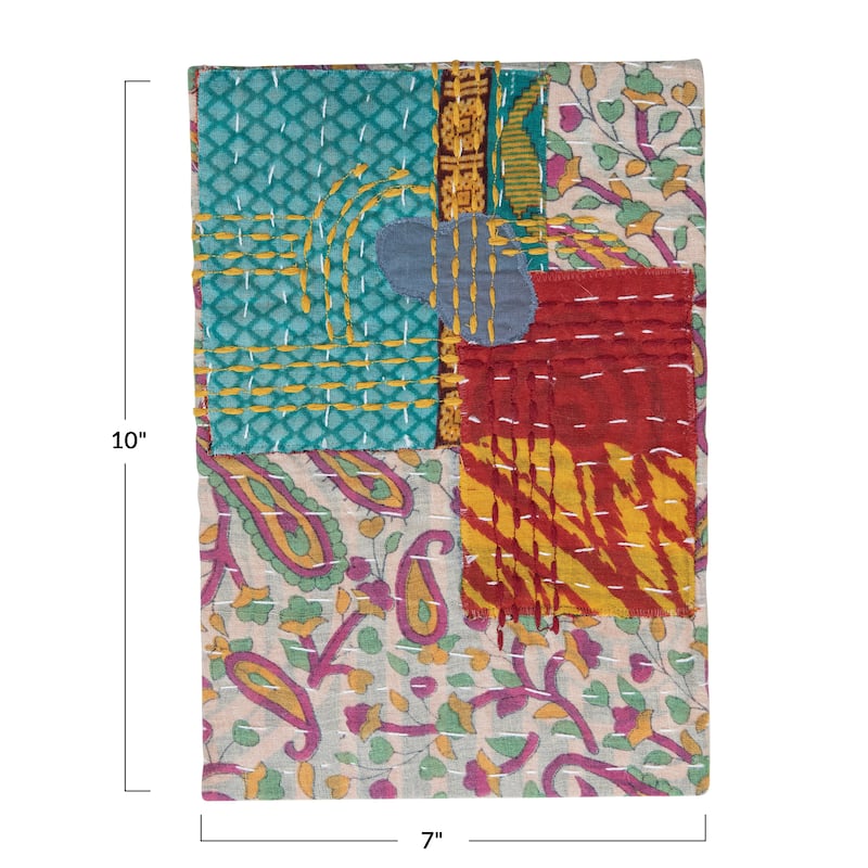 Cotton Kantha Bound Paper Journal - 7.0"L x 10.0"W x 1.0"H