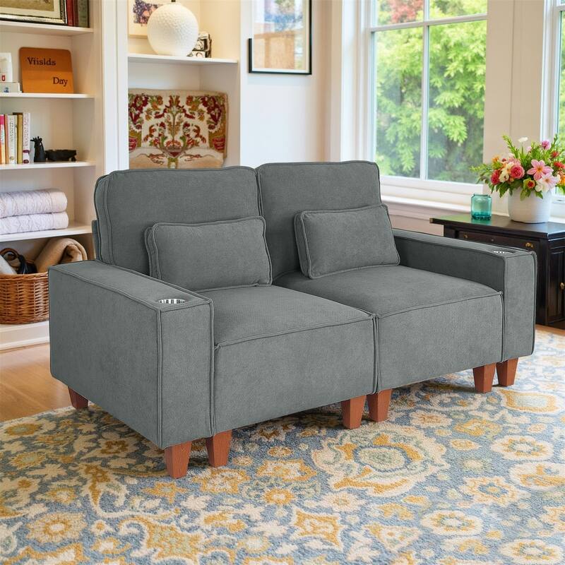 82 Inch Sofa, Comfy Sofa Couch Extra Deep Seats, Corduroy Couch for Living Room Loveseat Removable Sofa Cover Cushions - Grey