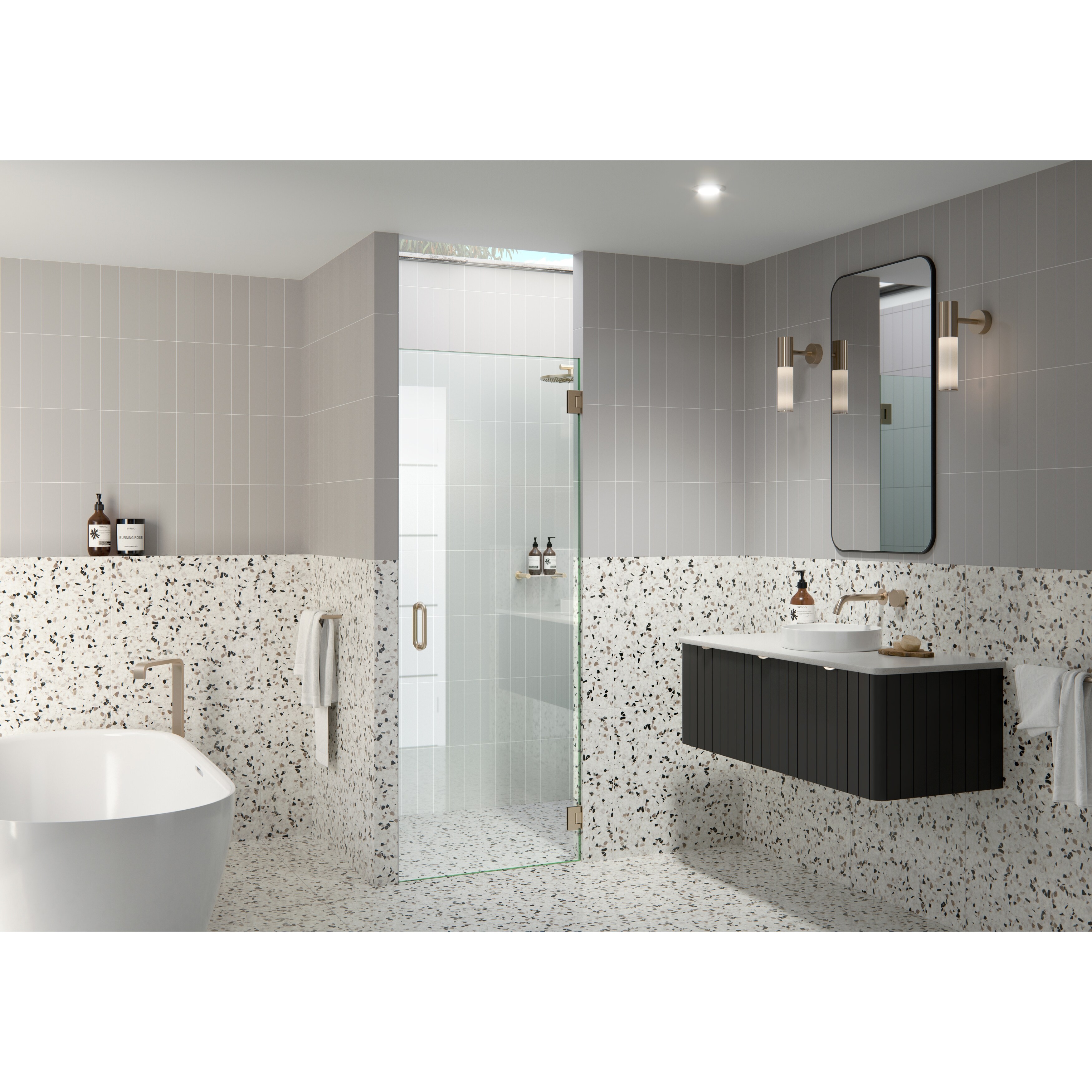 Albedo 28.25 in. W x 78 in. H Fully Frameless Hinged Shower Door - Width Adj 28.625 - 29.025