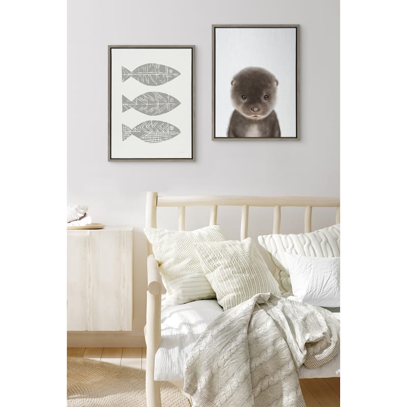 Kate and Laurel Sylvie Baby Otter Color Framed Canvas by Simon Te