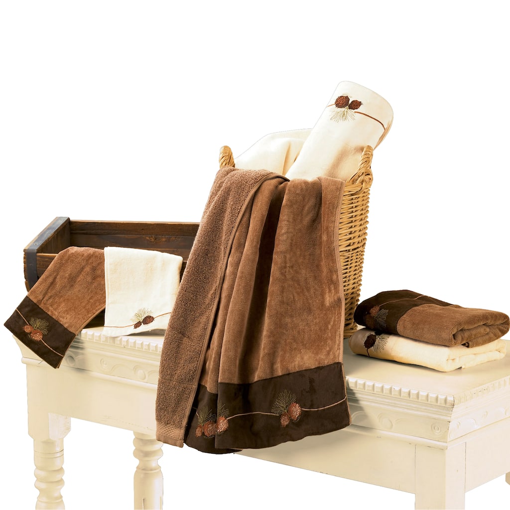 Paseo Road by HiEnd Accents Embroidered Pine Cone Towel Set, 3PC