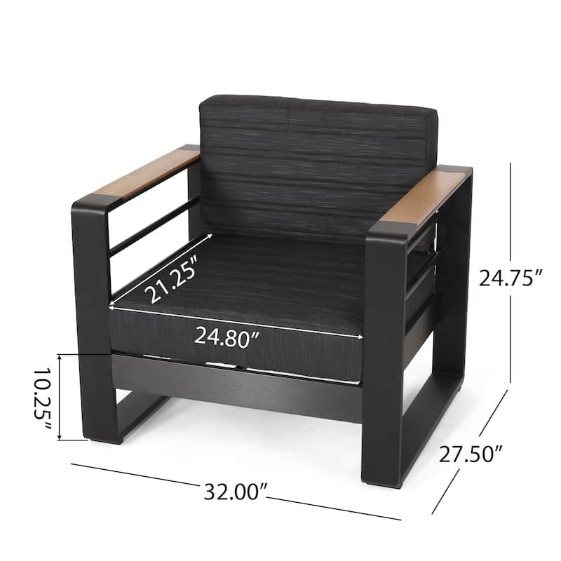 Giovanna Outdoor Aluminum 7 Seater Chat Set with Fire Pit by Christopher Knight Home