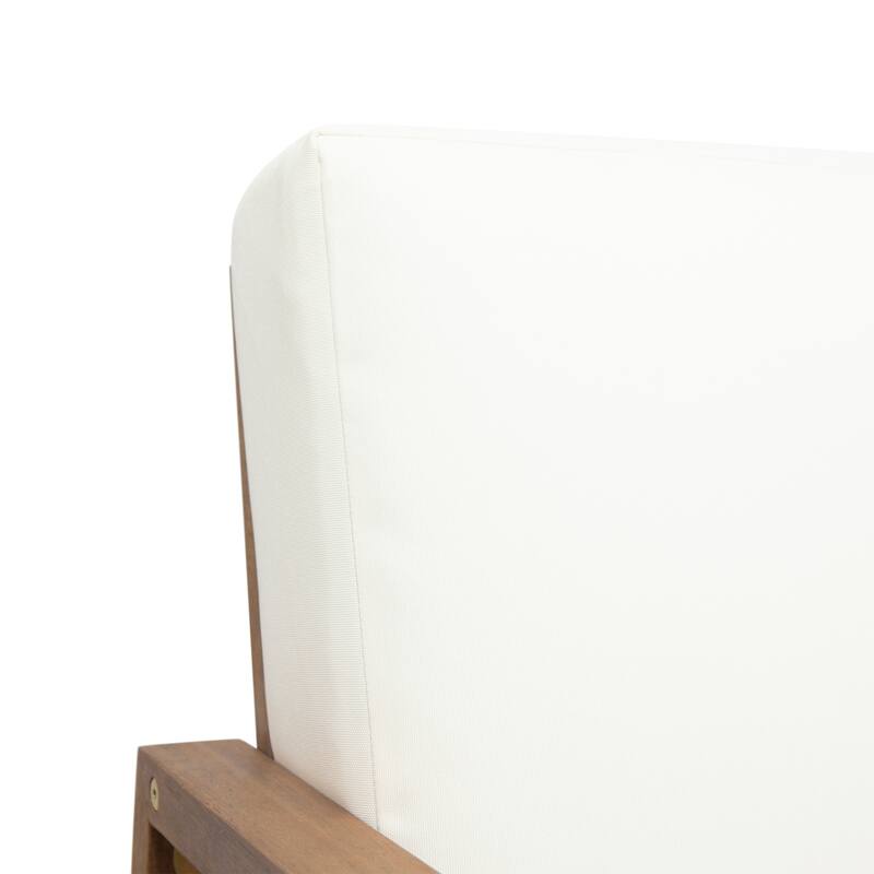 Roomfitters Modern Outdoor Wooden Club Chair with Clean-Line Frame and Weather-Resistant Cushions