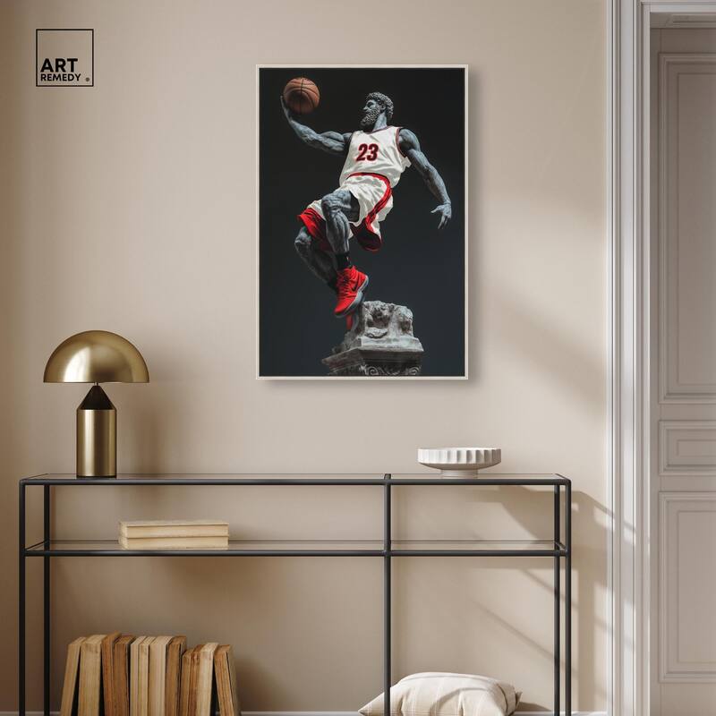Basketball White Uniform Canvas by Art Remedy