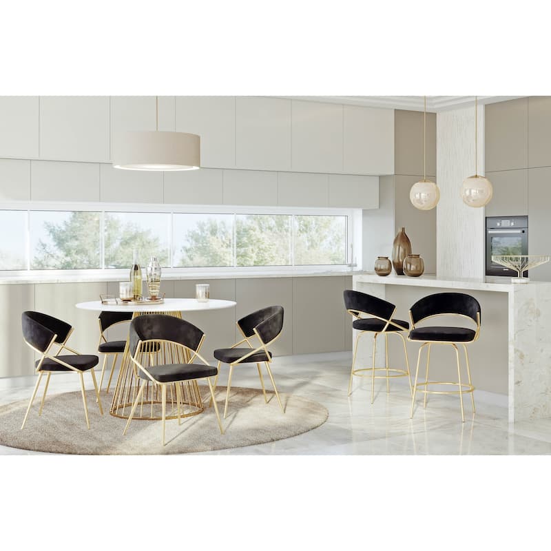 Silver Orchid Tatyana Gold Upholstered Dining Chair (Set of 2)