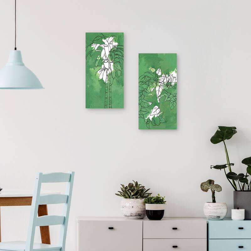 Dracaena on Green, Pothos on Green by ML Studio Canvas Art Prints