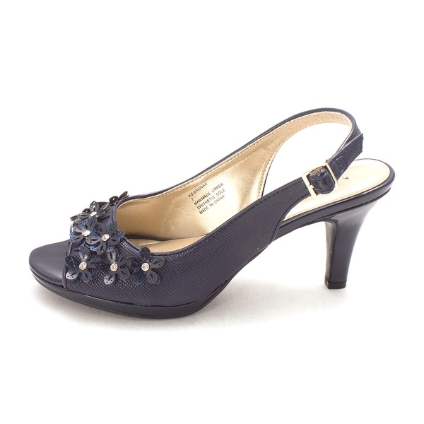 Karen Scott Womens Bronaa Fabric Peep Toe SlingBack Classic Pumps
