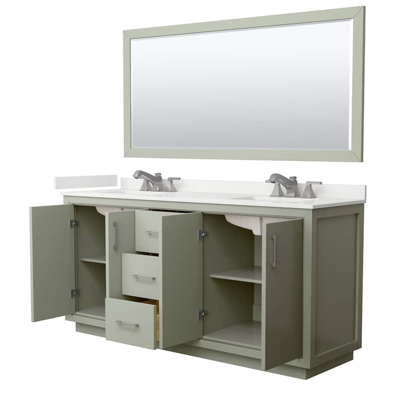 Icon 72-inch Double Vanity, Quartz Top, 70-inch Mirror