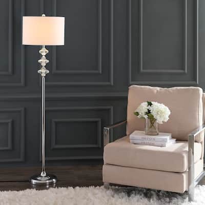 SAFAVIEH Lighting 60-inch Lottie White/ Chrome LED Floor Lamp - 15" x 15" x 60"