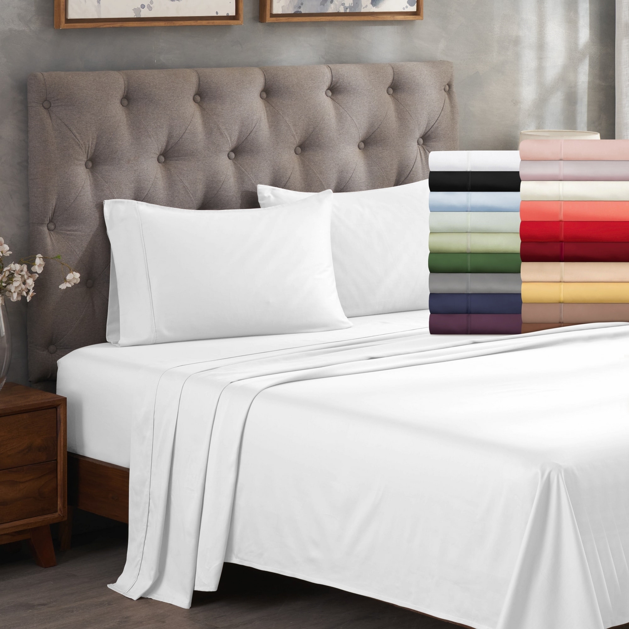 COLOR SENSE Color sense 300 tc silver queen sheet Set Queen  300-Thread-Count Cotton Silver Bed-Sheet in the Bed Sheets department at