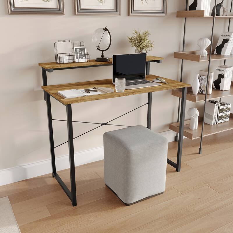 CraftPorch Minimalist 39-Inch Metal Computer Desk With Shelf