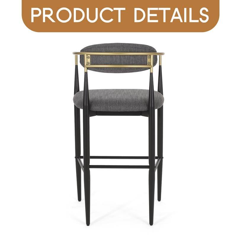 Barstools Set of 2, Counter Height Upholstered Bar Stools with Backs and Iron Legs for Kitchen Island,