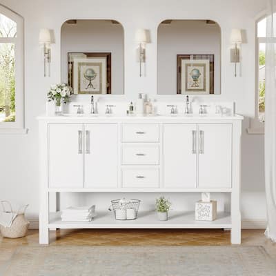 54-Inch Solid Wood Bathroom Vanity with Sink – Minimalist Design for Modern Interiors