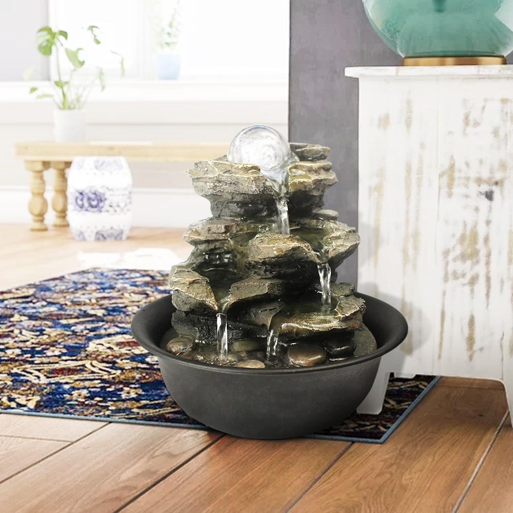 8.3-inch H 4-Tier Cascading Rock Falls Tabletop Water
