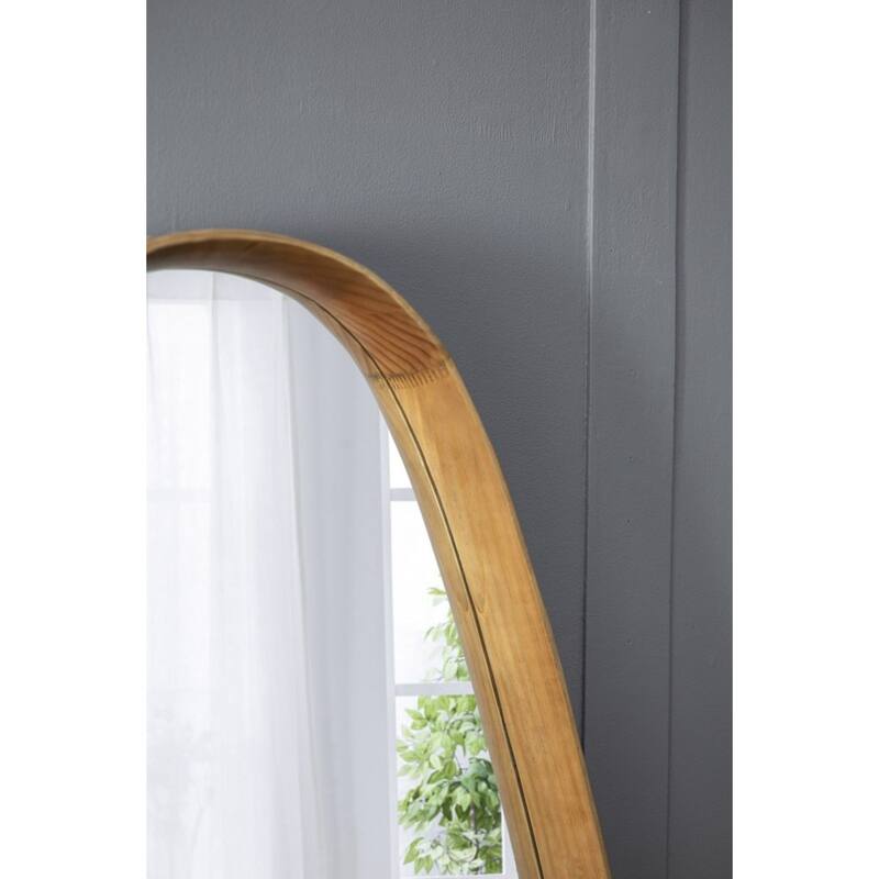 Teardrop Curved Edge Wood Wall Mirror - 36.75"