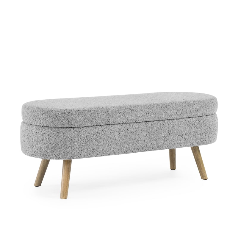 Farmhouse Style Fabric Solid Wood Storage Bench with Flip Top