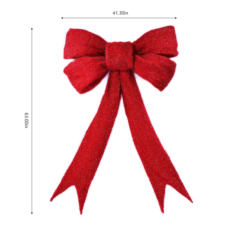 LED Lighted Bow Christmas Wall Decoration - 63" - Red