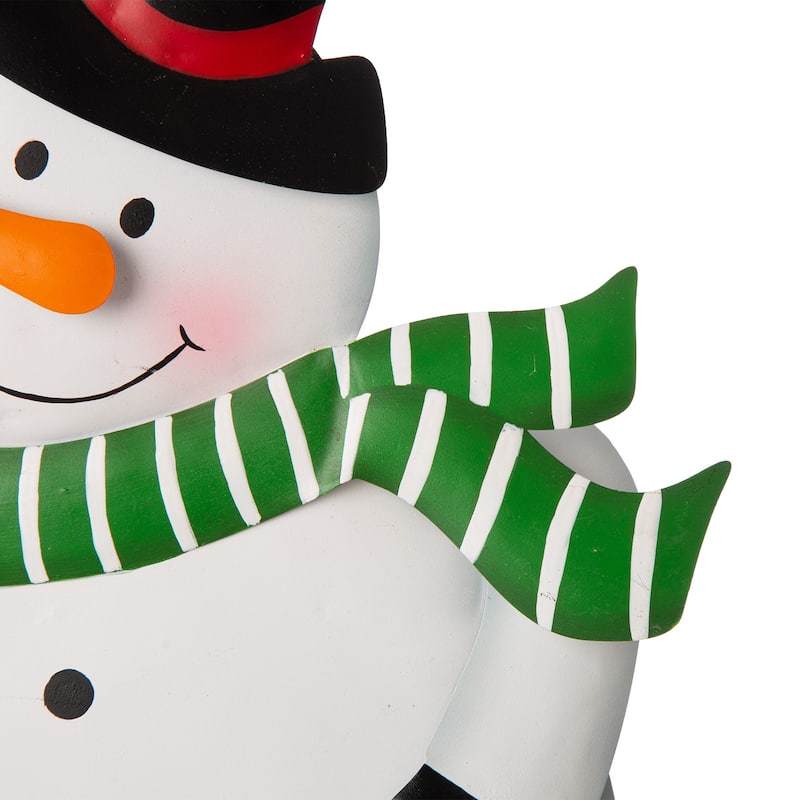 Glitzhome Metal "JOY" Snowman Gingerbread Man Penguin Yard Stake