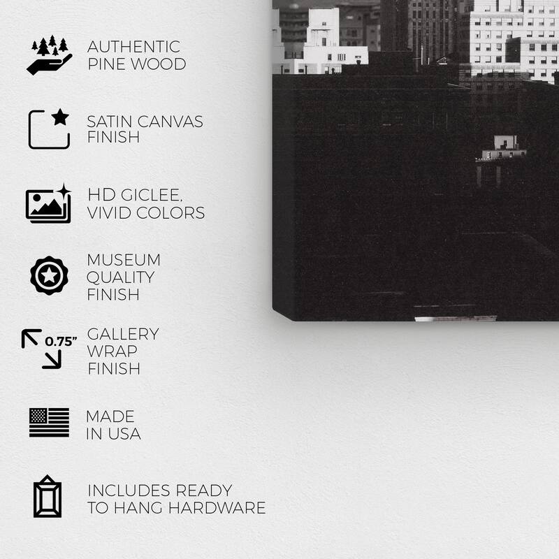 Wynwood Studio Canvas Architecture and Buildings Skyscraper City Black and Modern & Contemporary Wall Art Canvas Print