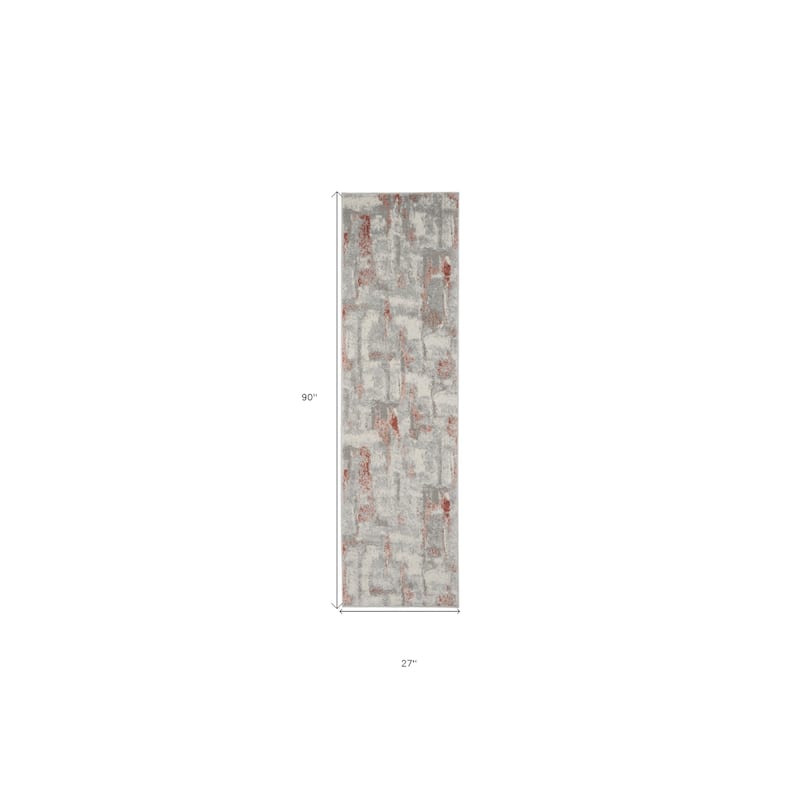 Faqoj Power Loomed Abstract Modern Non Skid Stain Resistant Low Pile Area Rug By HomeRoots - 90' X '27' X '0.25