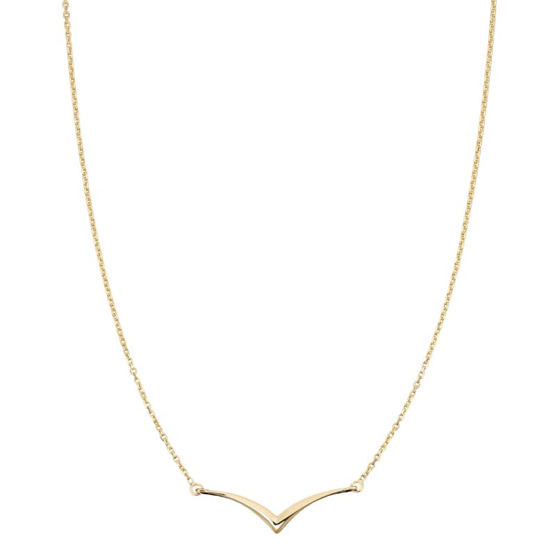 Fremada 10k Yellow Gold Minimalist Chevron Necklace (18 Inch) - Yellow