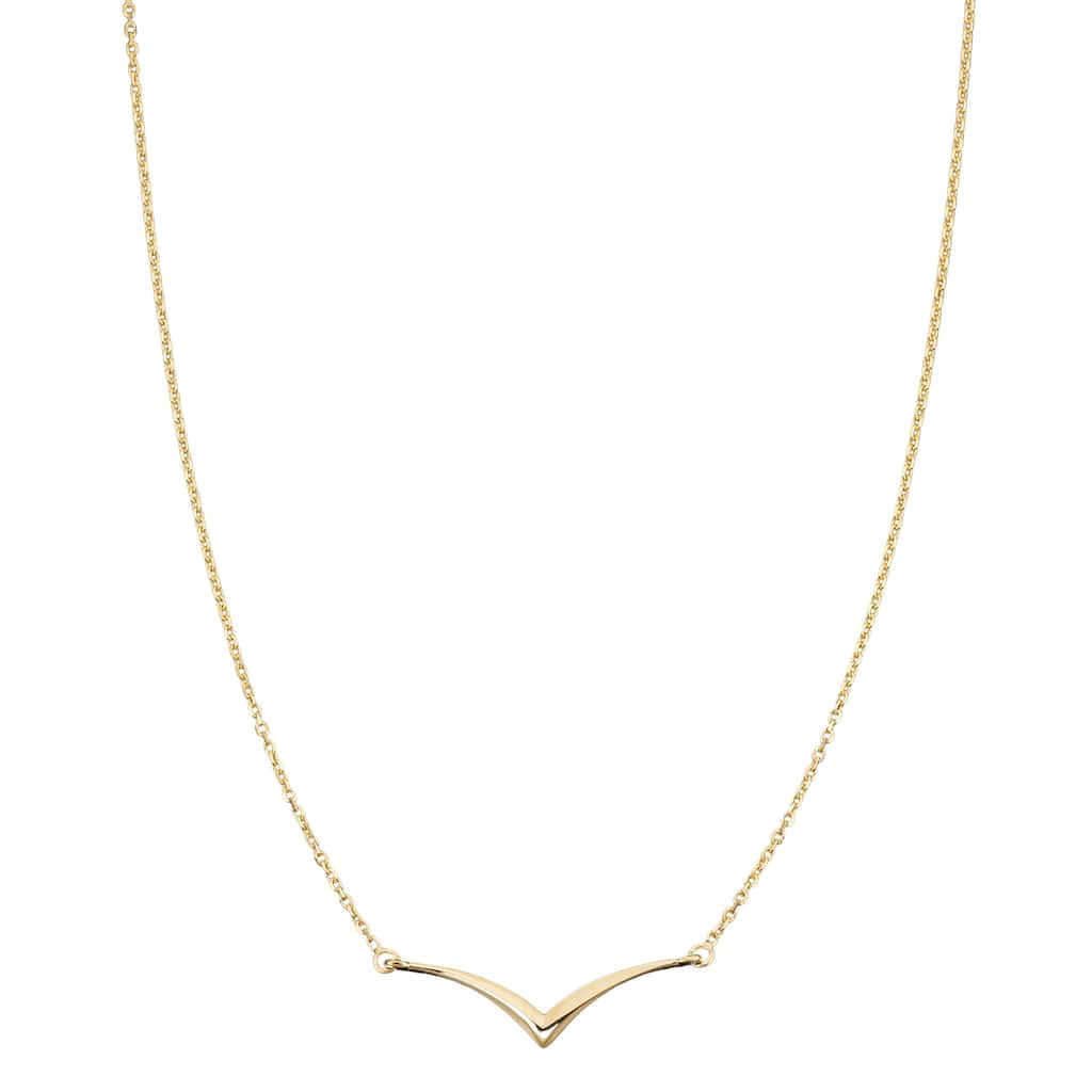 Fremada 10k Yellow Gold Minimalist Chevron Necklace (18 Inch)