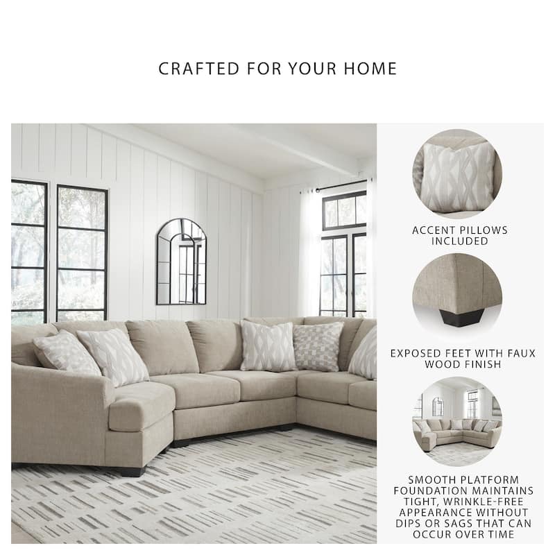 Signature Design by Ashley Brogan Bay Beige 3-Piece Sectional with Cuddler