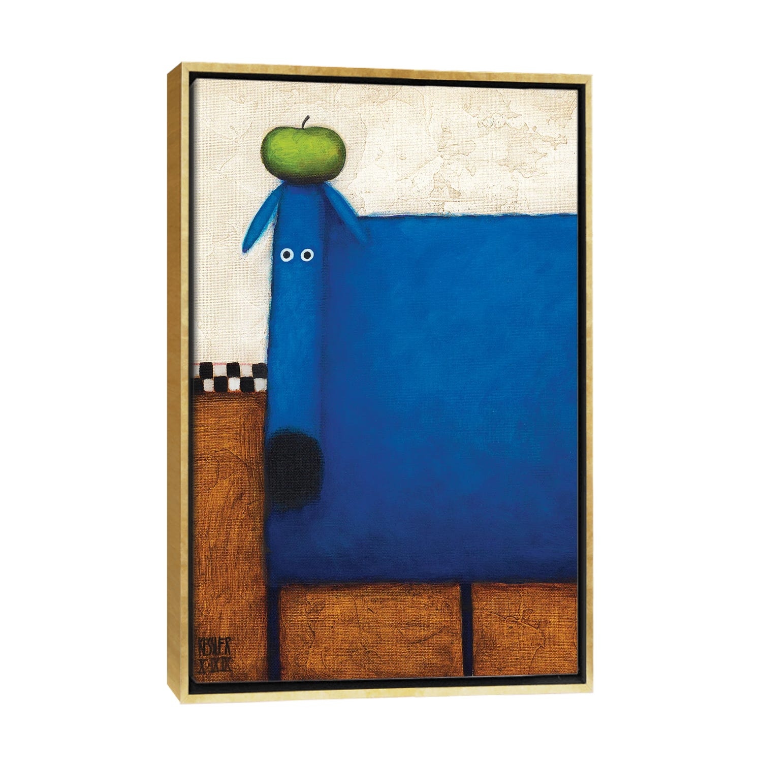 iCanvas Blue Dog With Apple by Daniel Patrick Kessler Framed Canvas Print Bed Bath Beyond 36636513