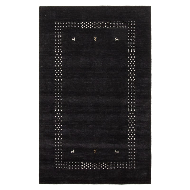 ECARPETGALLERY Hand Loomed Kashkuli Gabbeh Black Wool Rug - 4'9 x 7'9