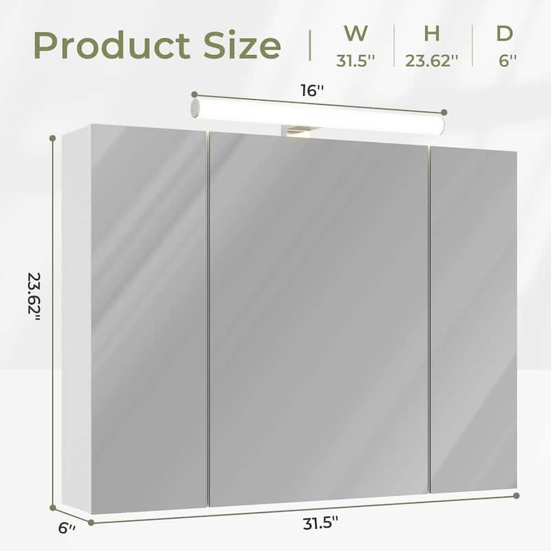 Lighted Medicine Cabinet Bathroom Wall Mounted Storage Doors