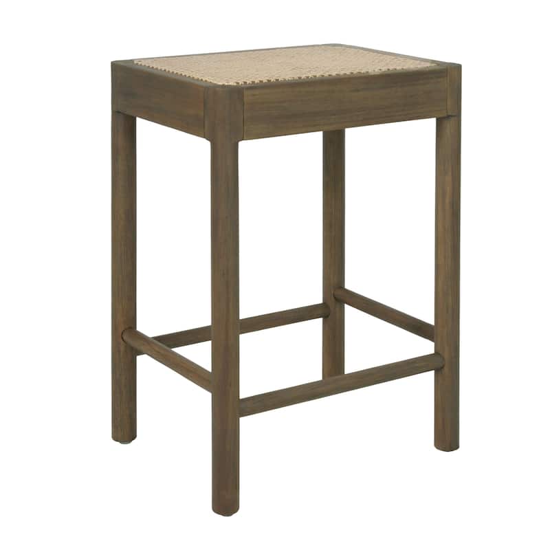 Victor Backless Solid Wood Counter Stool with Rattan Cane Seat (Set of 2)by East at Main