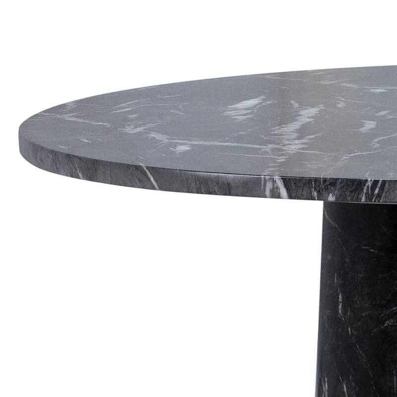 Adonis 48" Round Black Marble Transfer Concrete Pedestal Table