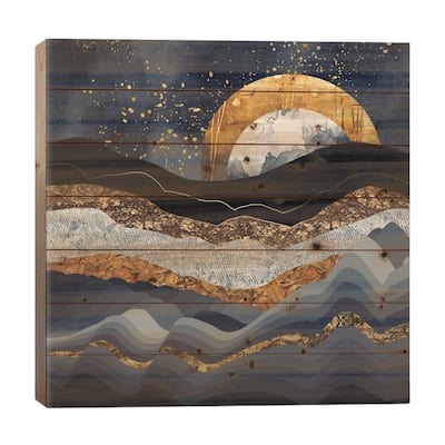 Metallic Mountains Print On Wood by SpaceFrog Designs - Multi-Color
