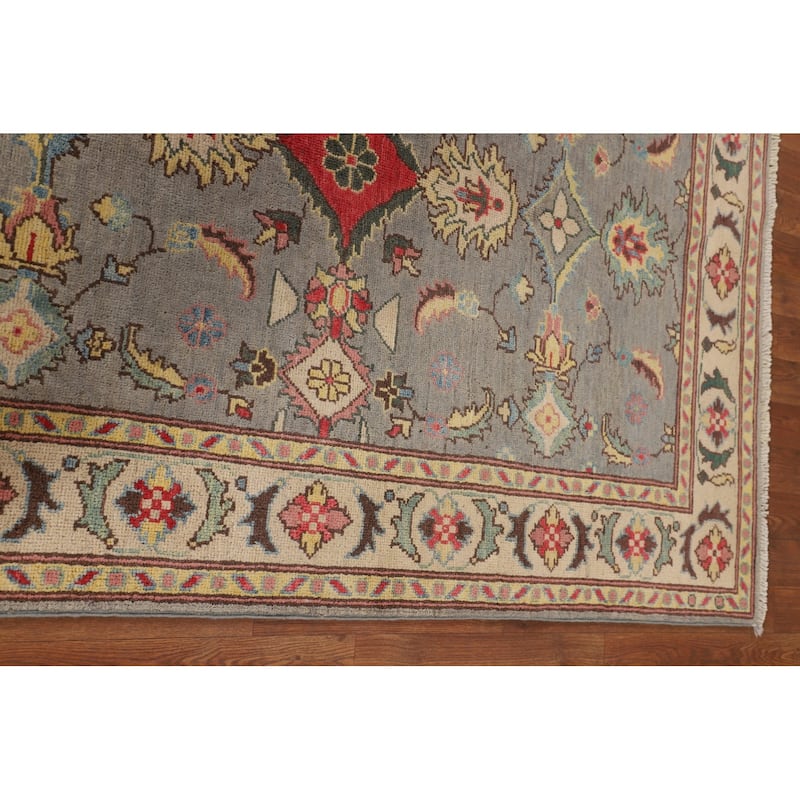 Gray Floral Kazak Oriental Area Rug Hand-Knotted Wool Carpet - 4'1" x 5'11"