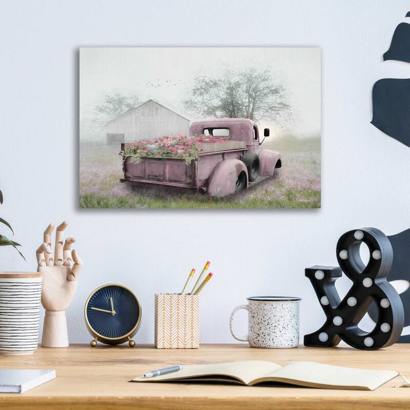 Epic Art 'Pink Flower Truck' by Lori Deiter Acrylic Glass Wall Art