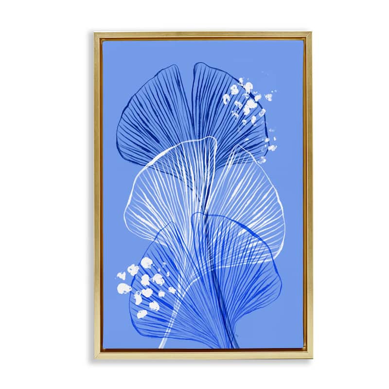Stupell Layered Blue Gingkoes Framed Floater Canvas Wall Art Design By Martina Pavlova - 17 x 25 - Gold