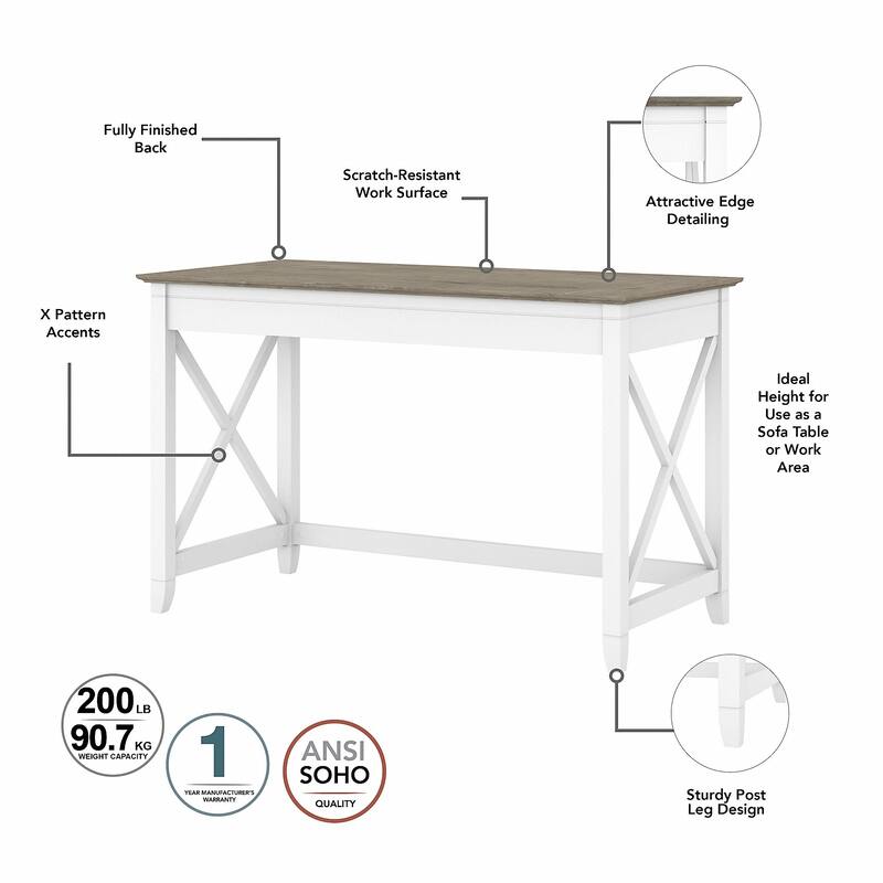 Key West 48W Writing Desk with Cabinet and Bookcase by Bush Furniture