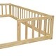 preview thumbnail 31 of 45, Twin Size Kids Bed Frame, Double Twin Floor Bed with Fence Guardrails